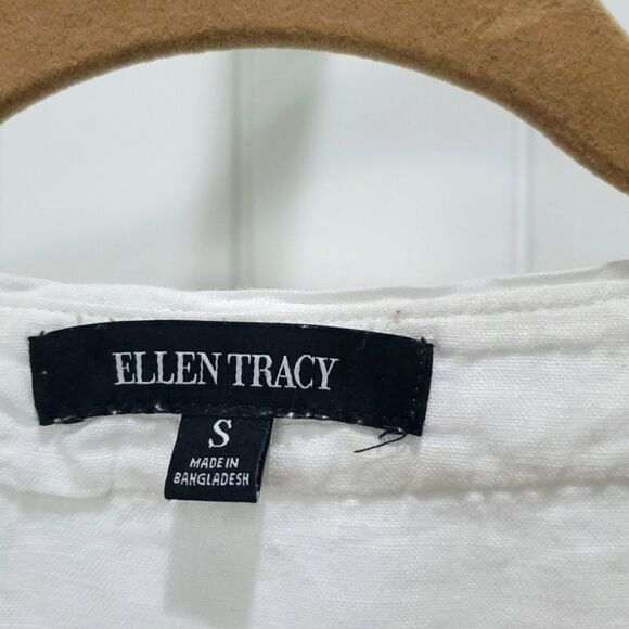 Ellen Tracy Womens 100% White Linen Shirt, Size Small - Picture 3 of 8